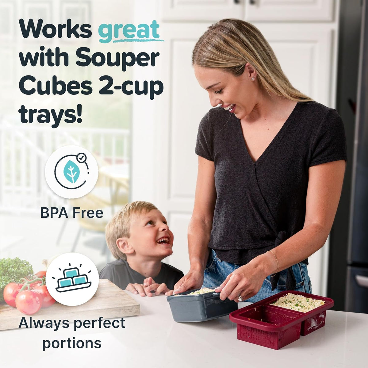 Souper Cubes Stoneware - 5" x 5" Small Ceramic Baking Dish Set with Silicone Covers - Small Casserole Dishes for Oven - Kitchen and Bakeware Essentials - Set of 2 - Charcoal Mini Baking Dishes