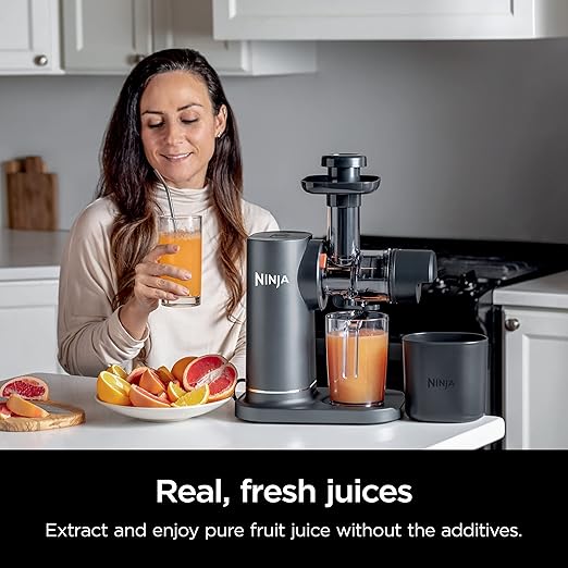 Ninja NeverClog Cold Press Juicer, Powerful Slow Juicer with Total Pulp Control, Countertop, Electric, 2 Pulp Functions, Dishwasher Safe, 2nd Generation, Charcoal, JC151