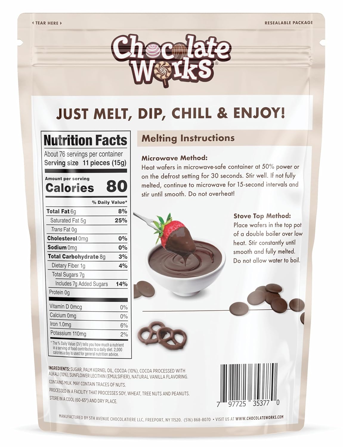 Chocolate Works Dark Chocolate Melting Chocolate Wafers, 2.5lb (Pack of 1)
