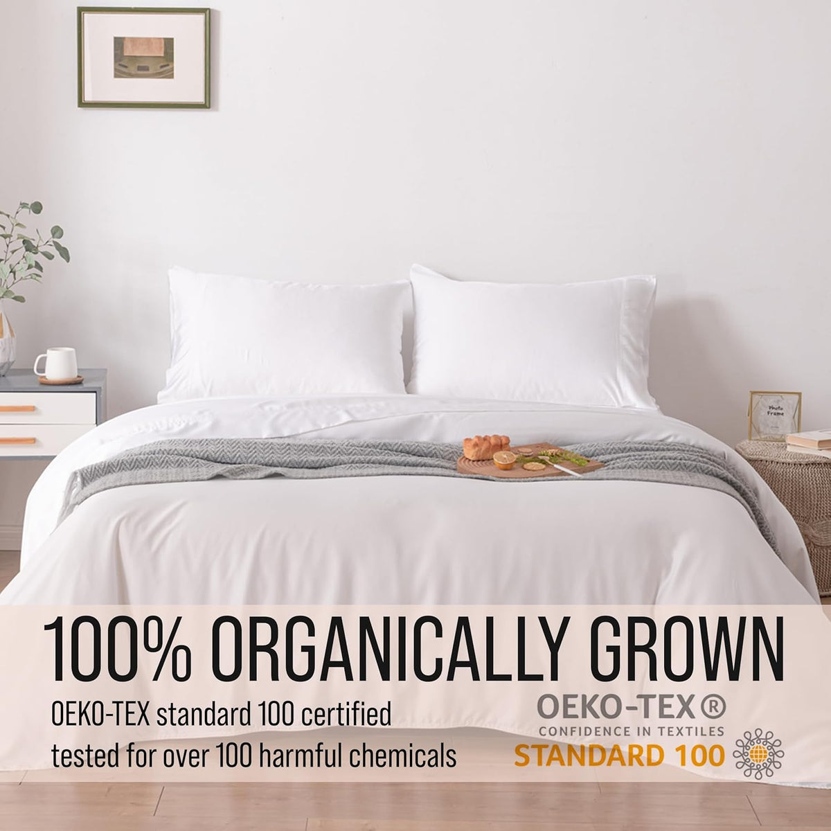 Bella Coterie Luxury Bamboo Viscose Queen Size Sheet Set | 100% Organically Grown | Ultra Soft | Cooling for Hot Sleepers | 18" Deep Pocket [White]