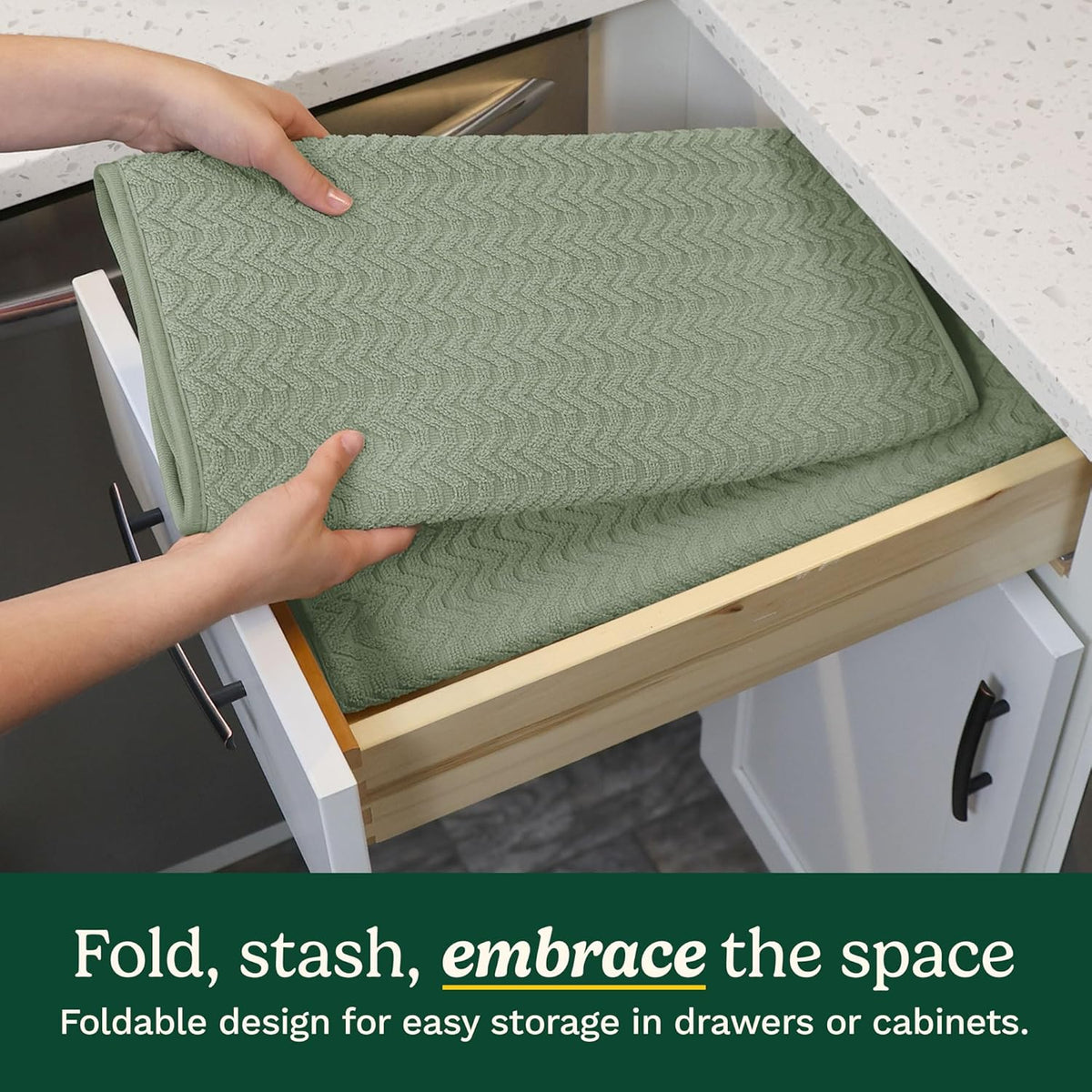 Cuisinart Dish Drying Mats for Kitchen Counter - (2) 18" x 24" Ultra Absorbent Dish Drying Mat XL - Foldable, Machine Washable, Fast Drying Dish Mat (Geostripe)