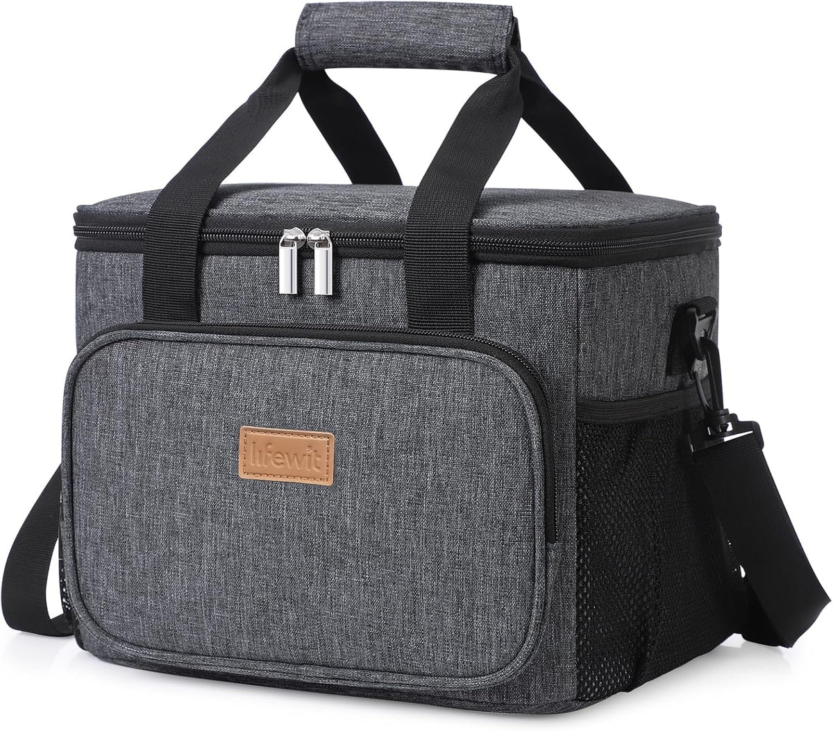 Lifewit Large Lunch Bag Insulated Lunch Box Soft Cooler Cooling Tote for Adult Men Women, Dark Gray 24-Can (15L)