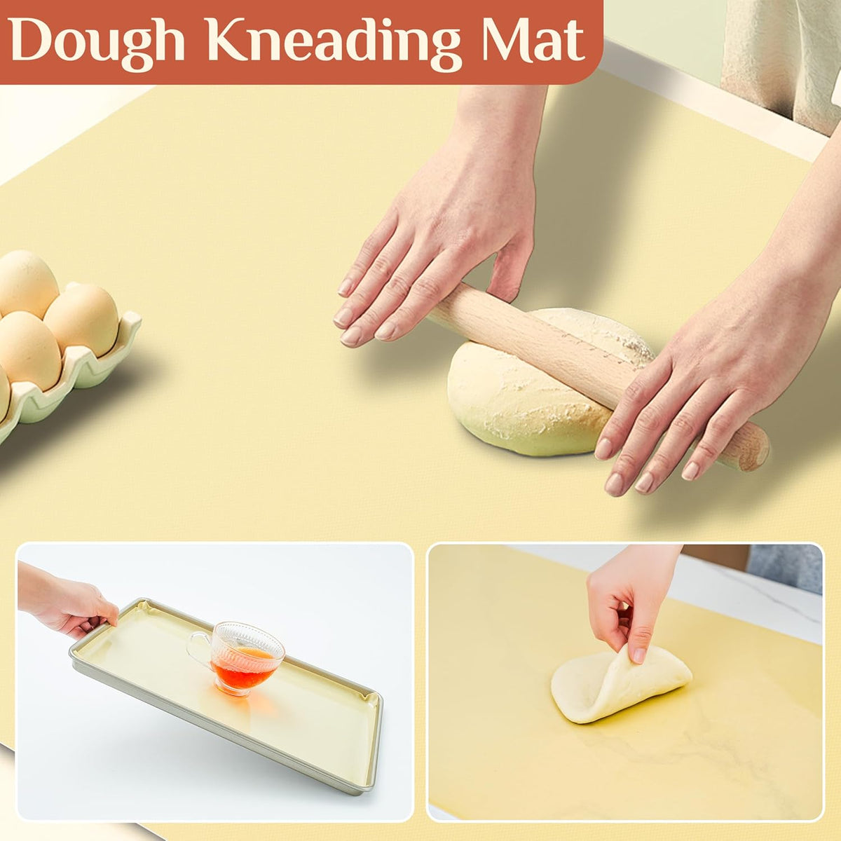 Silicone Baking Mat, 12 IN x 10 FT Free Cutting Baking Sheet,Non-Stick Reusable Dough & Pastry Mat,Non-Slip Silicone Mat Roll for Air Fryer Liner,Freeze Dryer,Oven Baking Pan,Kitchen Counter