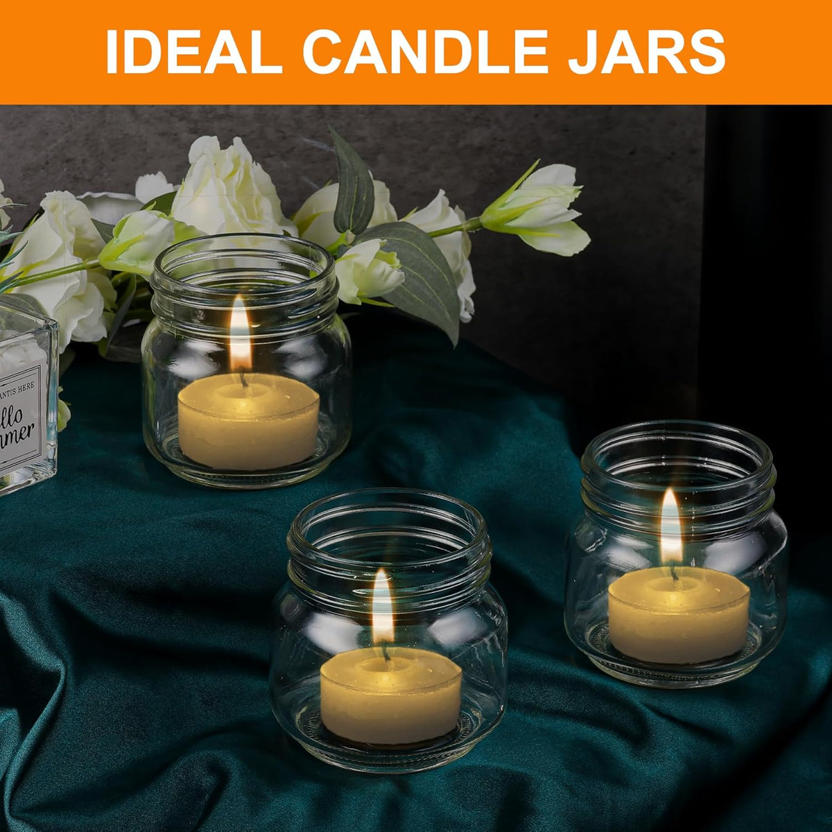 6 Pack Small Mason Jars with Labels, 8 oz Glass Jars with Airtight Lids, Half Pint Canning Jars for Jelly, Jam, Honey, Pickles, Spice, Overnight Oats, Food Storage, Candle & DIY Present