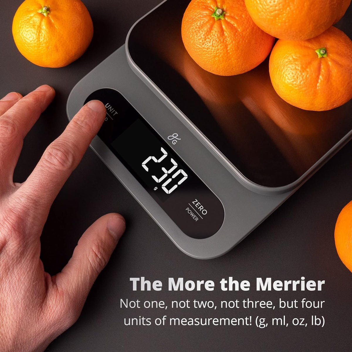 Greater Goods High Capacity Kitchen Scale, 10kg/22lb Capacity Food Scale for Bulk Cooking & Baking, Touch Controls, Hi-Def LCD, Stainless Steel Platform, Precise to 1g