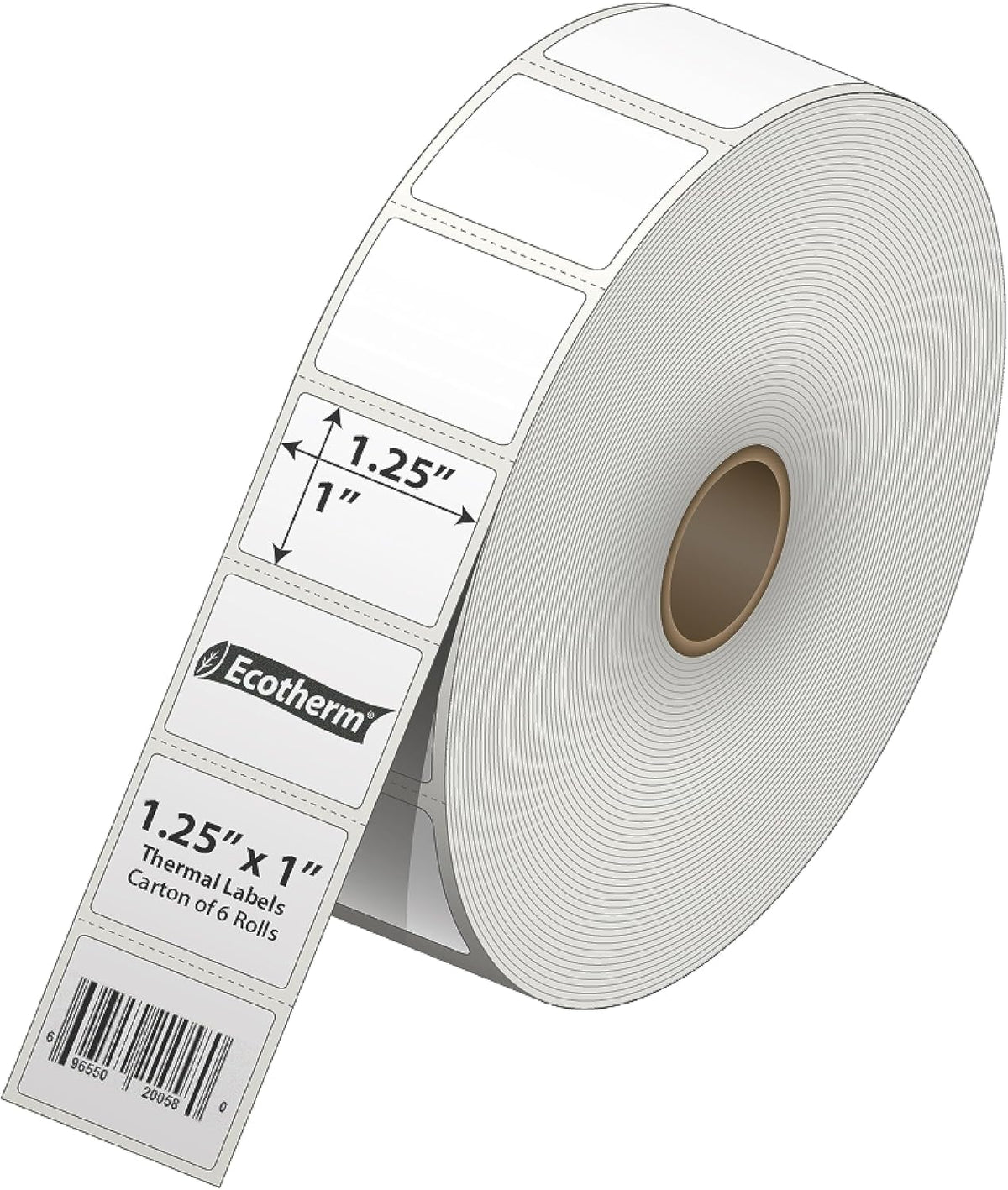1.25" x 1" Thermal Labels | 6 Rolls | 14040 Labels | fits Zebra, Godex, Arkscan, iDPRT, Offnova Thermal Label Printers and More | Blank White Adhesive Stickers by Ecotherm