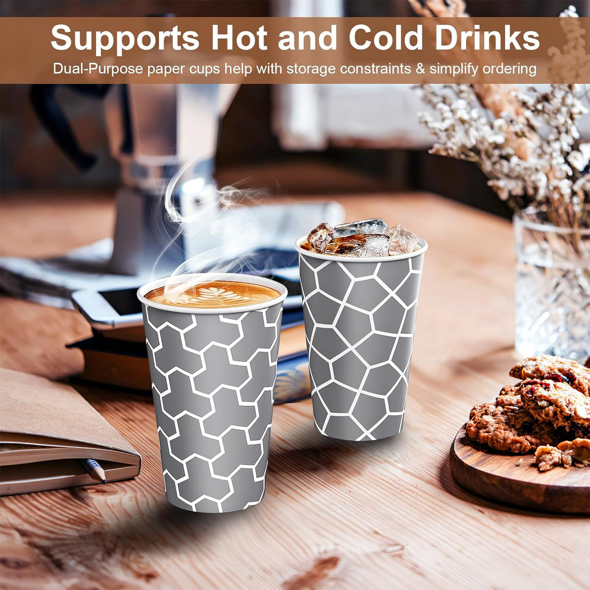 Coffee Cups 12 oz Paper Cups 240 Pack, Disposable Coffee Cups 12 oz Hot Cup, Disposable Cups Paper Insulated Cup for Cold Hot Drinks