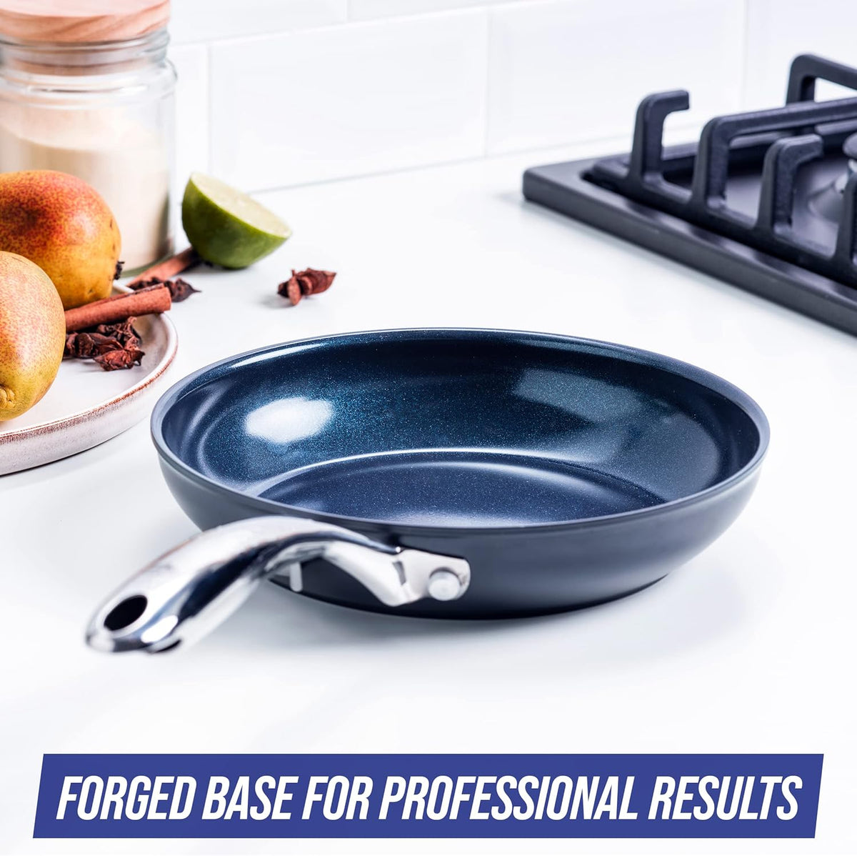 Blue Diamond Cookware Hard Anodized Ceramic Nonstick, 8" Frying Pan Skillet, PFAS-Free, Dishwasher Safe, Oven Safe, Grey