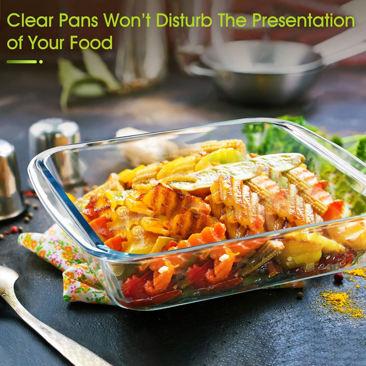 NUTRIUPS 1.7QT Glass Baking Pan, Square Baking Dish for Oven