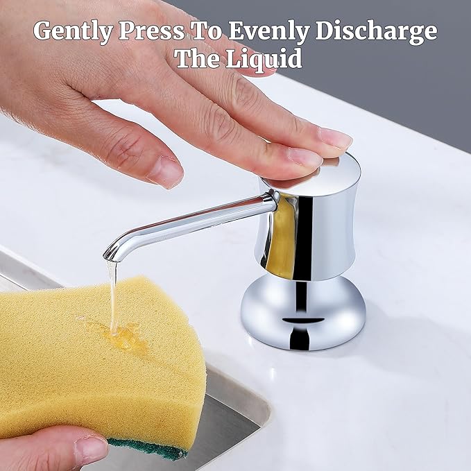 Sink Soap Dispenser for Kitchen Sink Chrome Upgrade with 40" Silicone Extension Tube Kit, Connect to Your Soap Bottle Directly