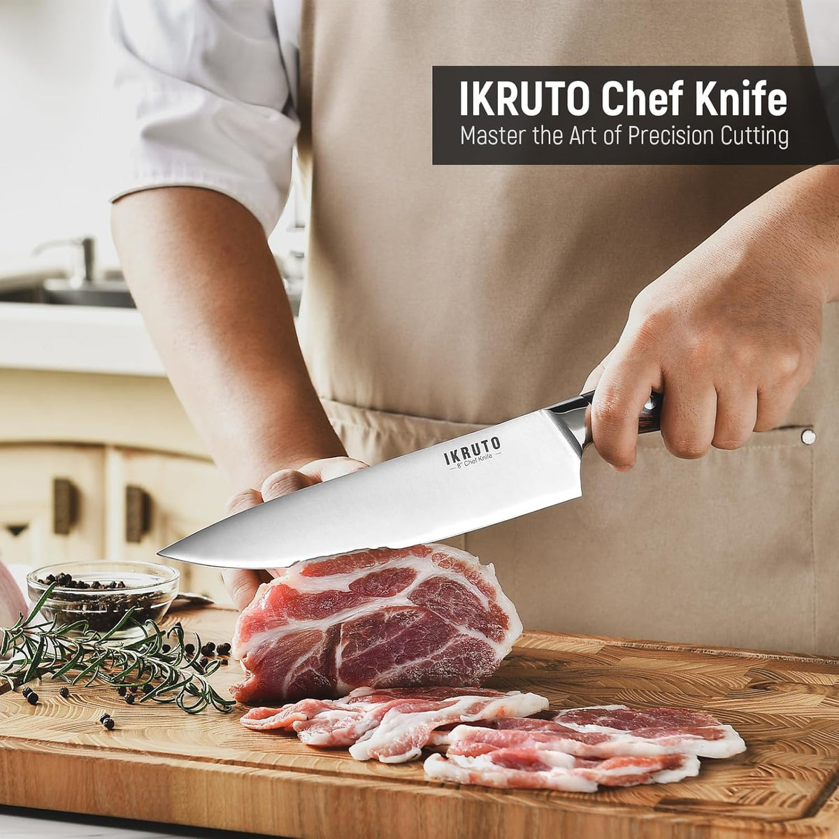 5-Piece kitchen knife set - Ultra-Sharp High Carbon Stainless Steel Blades with Ergonomic Pakkawood Handles, Professional Kitchen Knives Sets, Elegant Gift Box Packaging