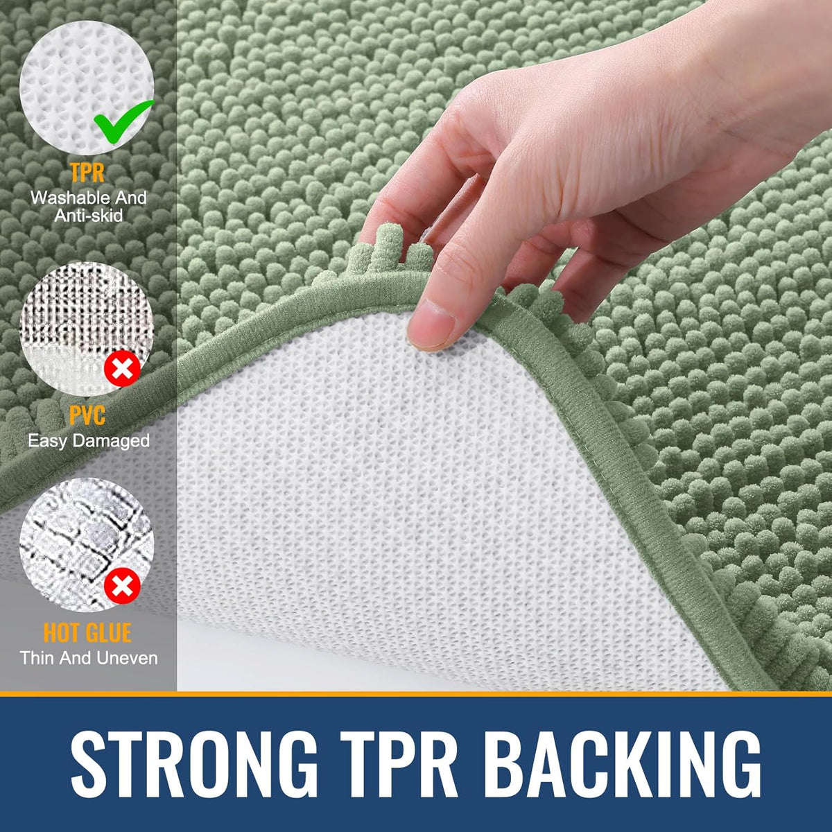 Arotive Bathroom Rugs 30x20, Extra Soft Absorbent Shaggy Chenille Bath Rugs, Machine Washable Rubber Backing Non-Slip Bath Mats for Bathroom Floor Tub and Shower, Home Decor Accessories, Sage Green