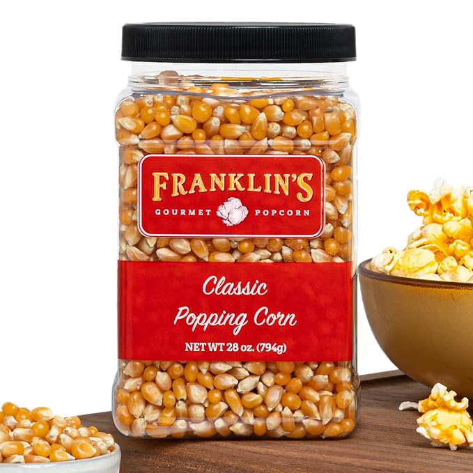 Franklin’s Gourmet Popcorn 28oz Tub Classic Popcorn Kernels for Popping - Made in USA, Non-GMO & All-Natural - Old Fashioned Unpopped Popcorn Kernels for Popcorn Machine