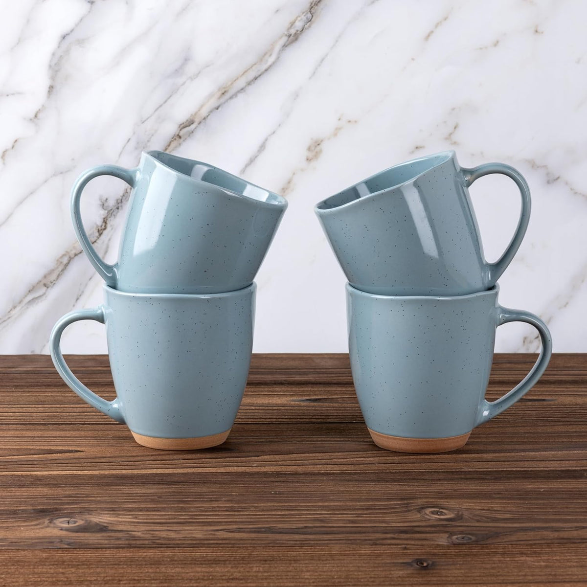 AmorArc 12oz Coffee Mugs, Ceramic Coffee Mugs set of 4 for Man, Woman, Dad, Mom, Modern Coffee Cups with handle for Latte/Cappuccino/Milk/Cocoa. Dishwasher&Microwave Safe, Blue