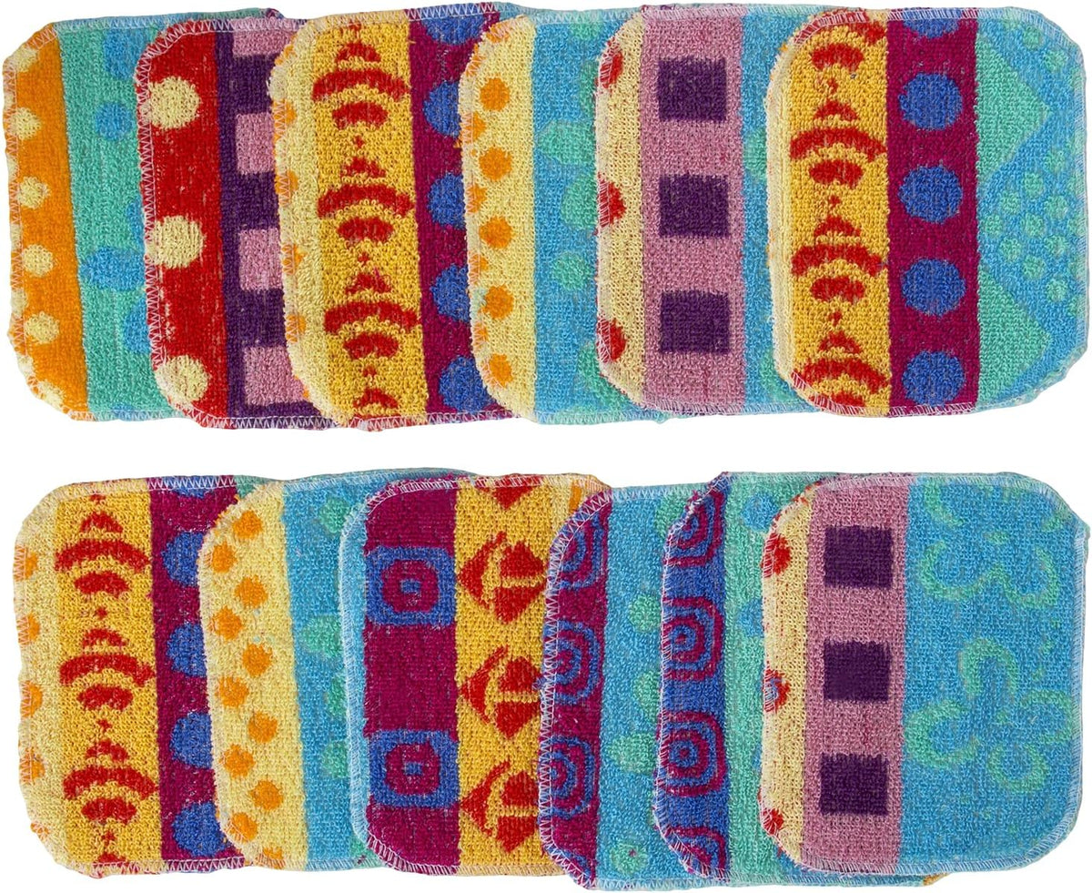 Kitchen Dish Scrubbers | Soft Scrub for Dishes | Non-Scratch Cleaning Pads for Kitchen | Made from Cotton Fiber | Safe on All Surfaces | Long-Lasting & Easy to Clean | Pack of 12