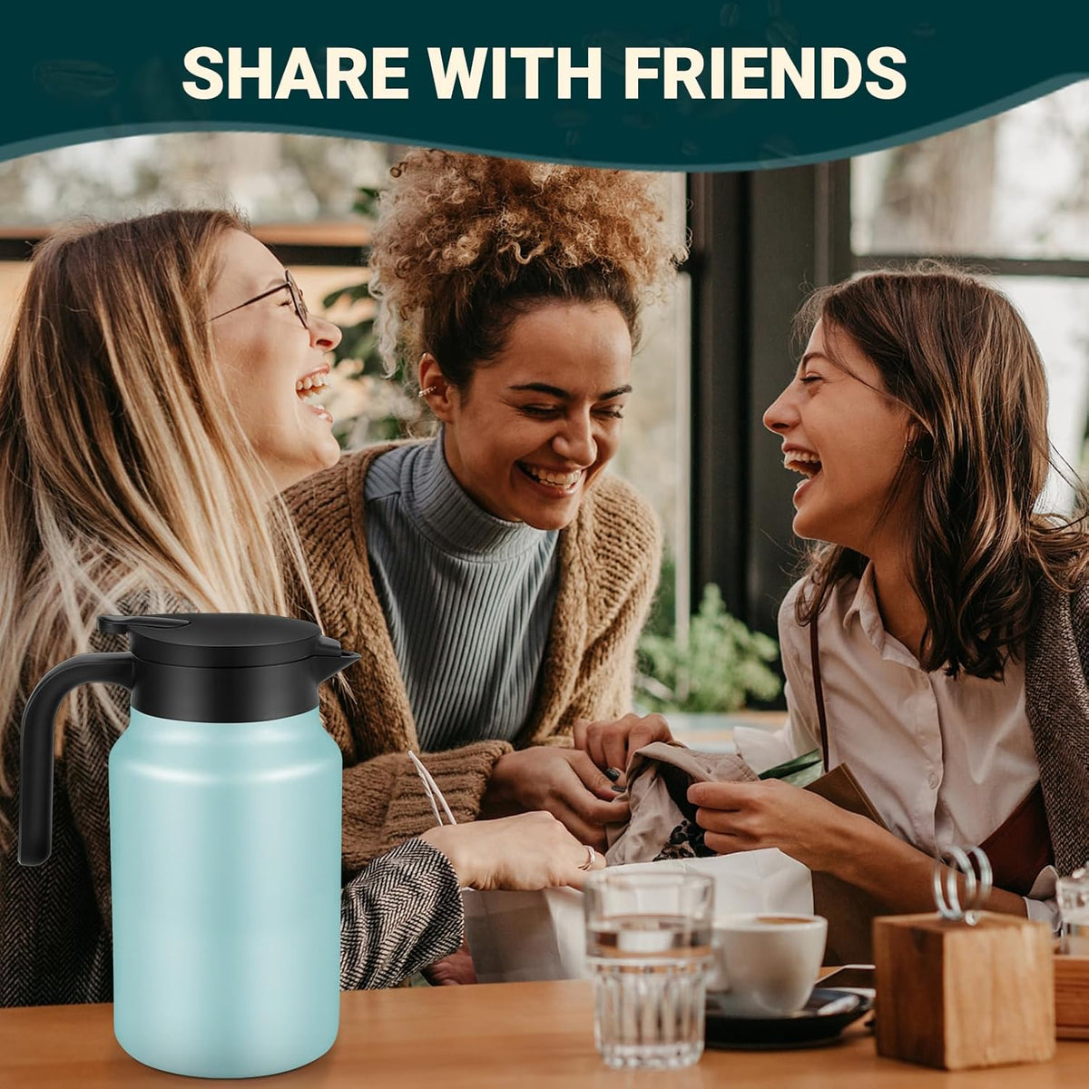 51Oz Thermal Coffee Carafes For Keeping Hot/Cold, Stainless Steel Coffee Carafe, Dustproof Insulated Water Carafe for Party/Home,Blue