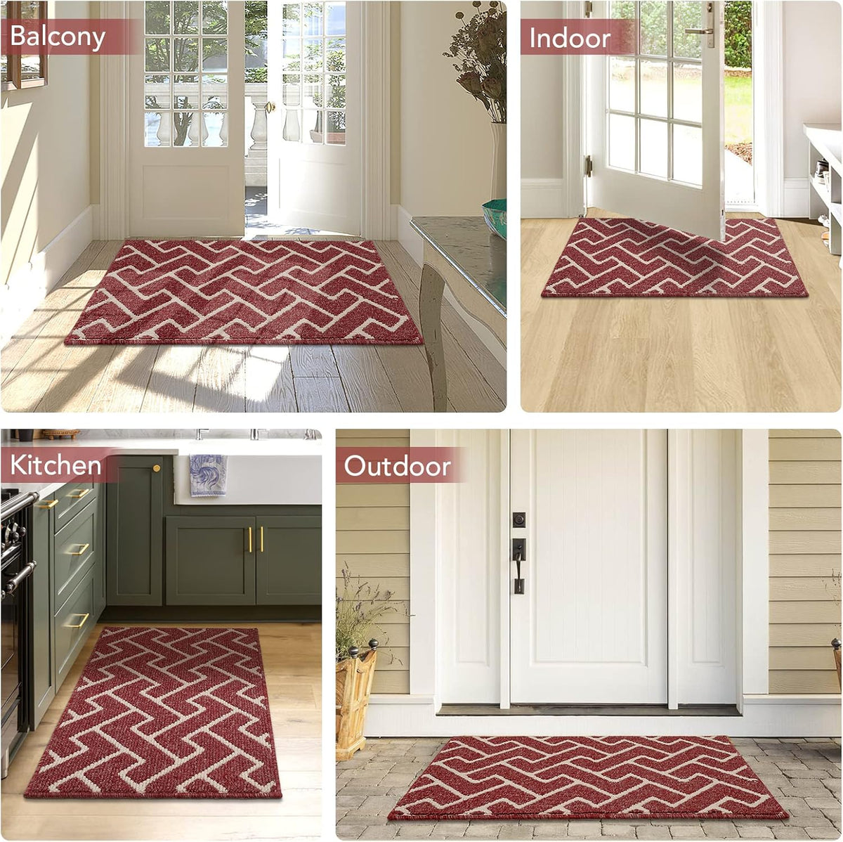 hicorfe Kitchen Rugs and Mats,Kitchen Mats for Floor,47"x71" Non Slip Runner Rug,Absorbent Resist Dirt Comfort Standing Mat Machine Washable for Entryway,Hallway,Front of Sink(Red)