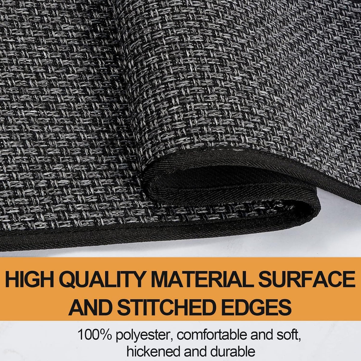 Fan Shaped Kitchen Mat 1 PCS, Cushioned Non Slip Rugs for Kitchen Floor, Absorbent Runner Comfort Standing Mats Washable for Kitchen, Office, Home (Black, Radius 47")