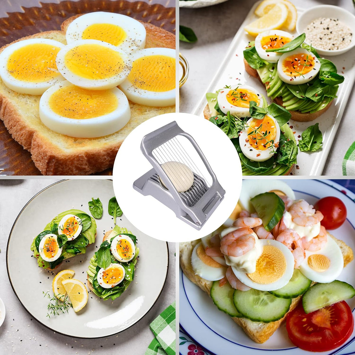 Egg Slicer for Hard Boiled Eggs Egg Cutter Strawberry Slicer Heavy Duty Aluminium Tomato Slicer Stainless Steel Wire Multipurpose Egg Slicer Dicer for Soft Fruit Mushroom Home Use