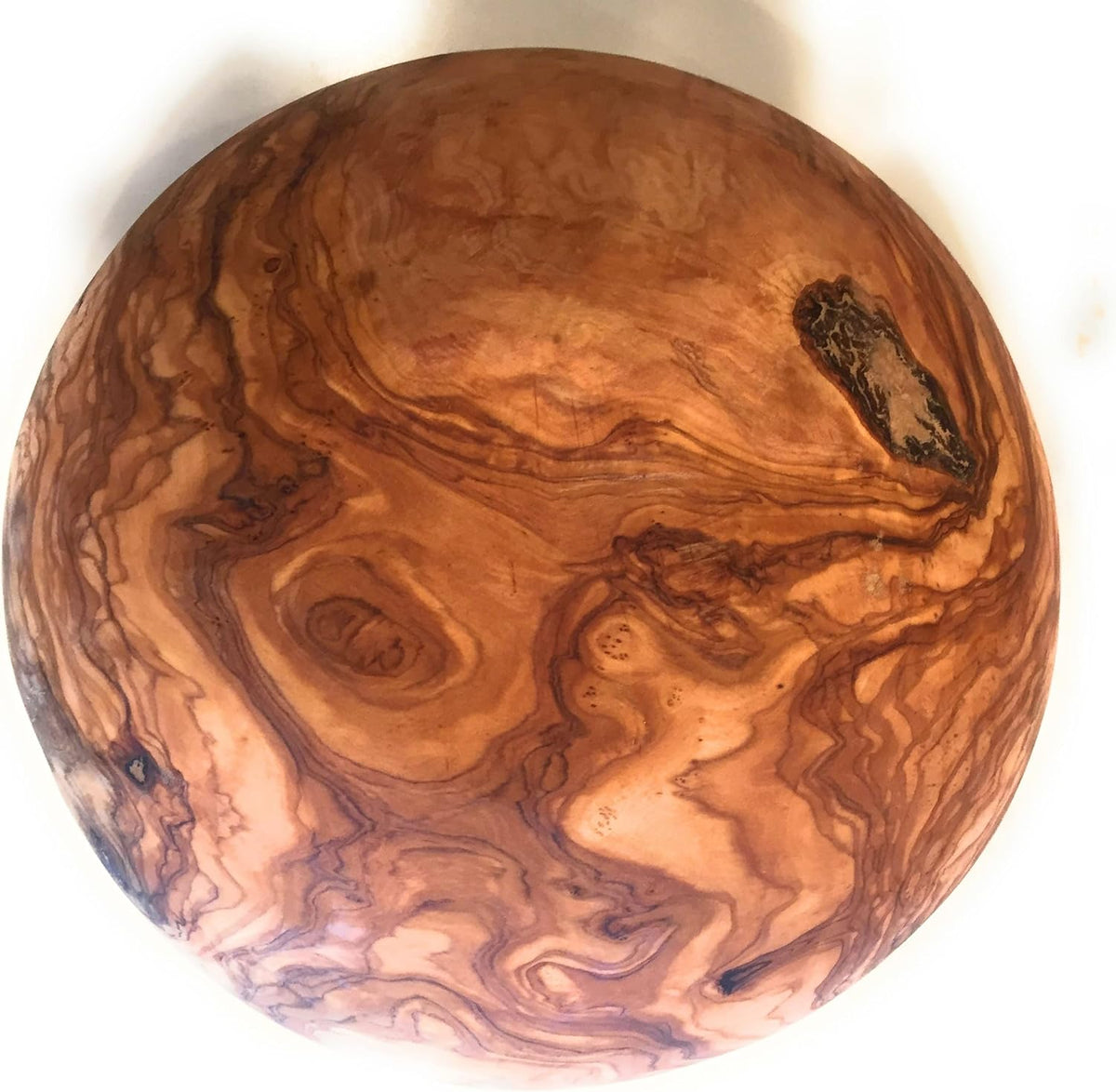 12" Artisan Olive Wood Serving Bowl/Centerpiece Rare Decorative Wooden Bowl for Fruit, Salad, Snacks, Chips. Popcorn. In Small 6", Med 7", Lg 8", XL 11", XXL 12". (XXL 12 inch)