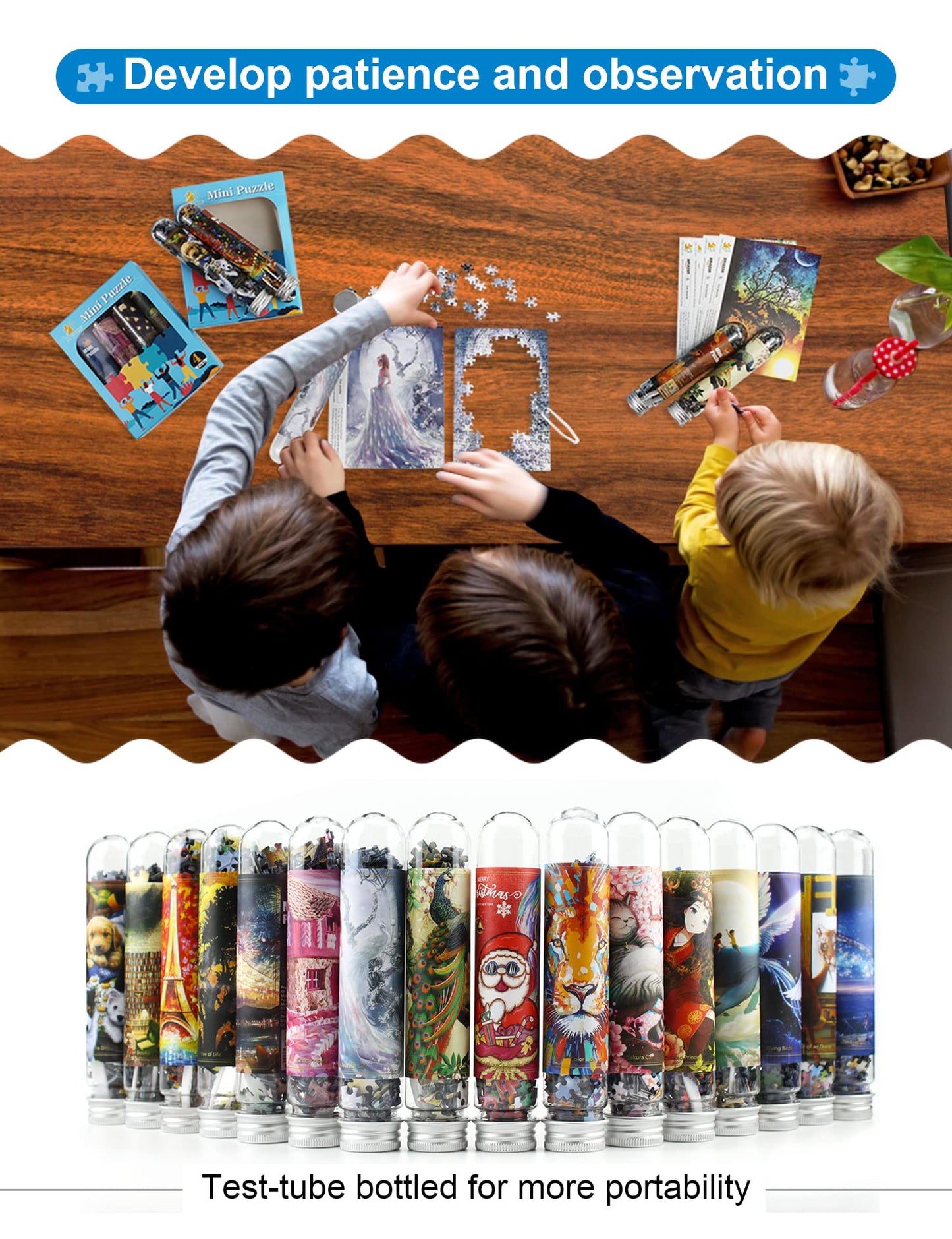 Mini Jigsaw Puzzles for Adults (4 Packs) Double-Sided Puzzle with Reference Blueprint, Micro Puzzle, Comes with Tweezers for Small Puzzles, Suitable As a Gift (4 pcak -1)