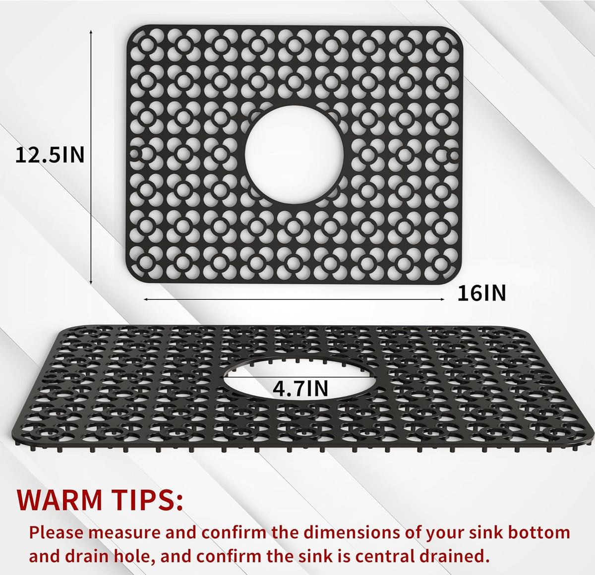 WAFT YEARN Sink Mats Sink Protectors Dish Racks Dishwasher Safe Grid Mats for Kitchen Sink Silicone Protect Sink from Stains Damage Scratches Non Slip Heat Resistant Rust Resistant 16"X12.5" Black