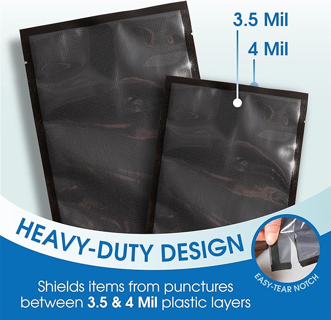 Spartan Industrial 6" X 10" Vacuum Sealer Bags - 200 Count BPA-Free Food Storage Bags for Marinating, Freezing, Sous Vide Cooking
