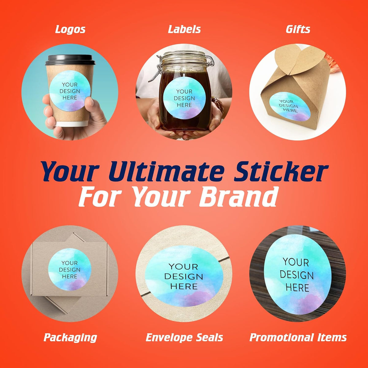100 Custom Vinyl Stickers - Upload Your own Image, Text, Design, Logo - Personalized Logo Labels for Handmade, Packaging, Bottle, Jars, Candle, Brand Stickers (Sky Blue, 5x5)
