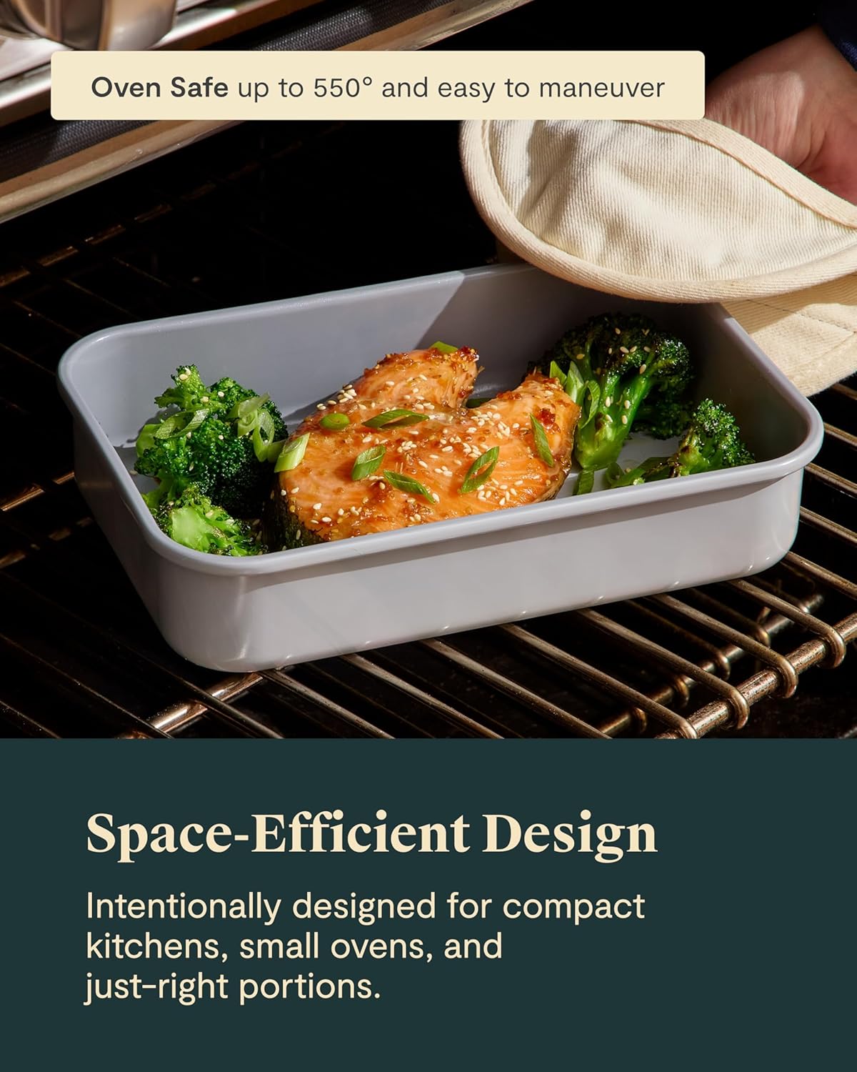 Caraway Nonstick 9” x 6.5” Small Rectangle Baking Pan Duo – Non-Toxic, PTFE & PFOA Free – Aluminized Steel Core – Deep Ceramic Baking Pan for Casseroles, Lasagna & More - White