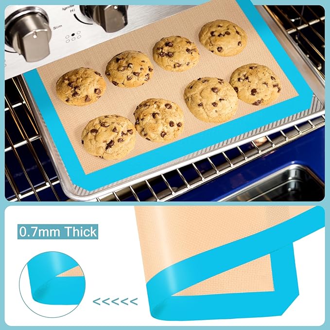 Silicone Baking Mat, Reusable Silicone Mats for Baking Set of 3, Non-Stick Baking Supplies for Pastries, Cookies, Macaroons, Bread