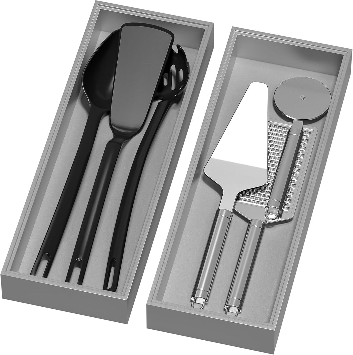 Bamboo Drawer Organizer, Extra Large Silverware Organizer for Kitchen Drawer, Stackable Utensil Organizer, 2 Pcs Toilet Tank Topper Tray, Wooden Toilet Paper Basket (Silver, 17 X 6 X 2 Inch)