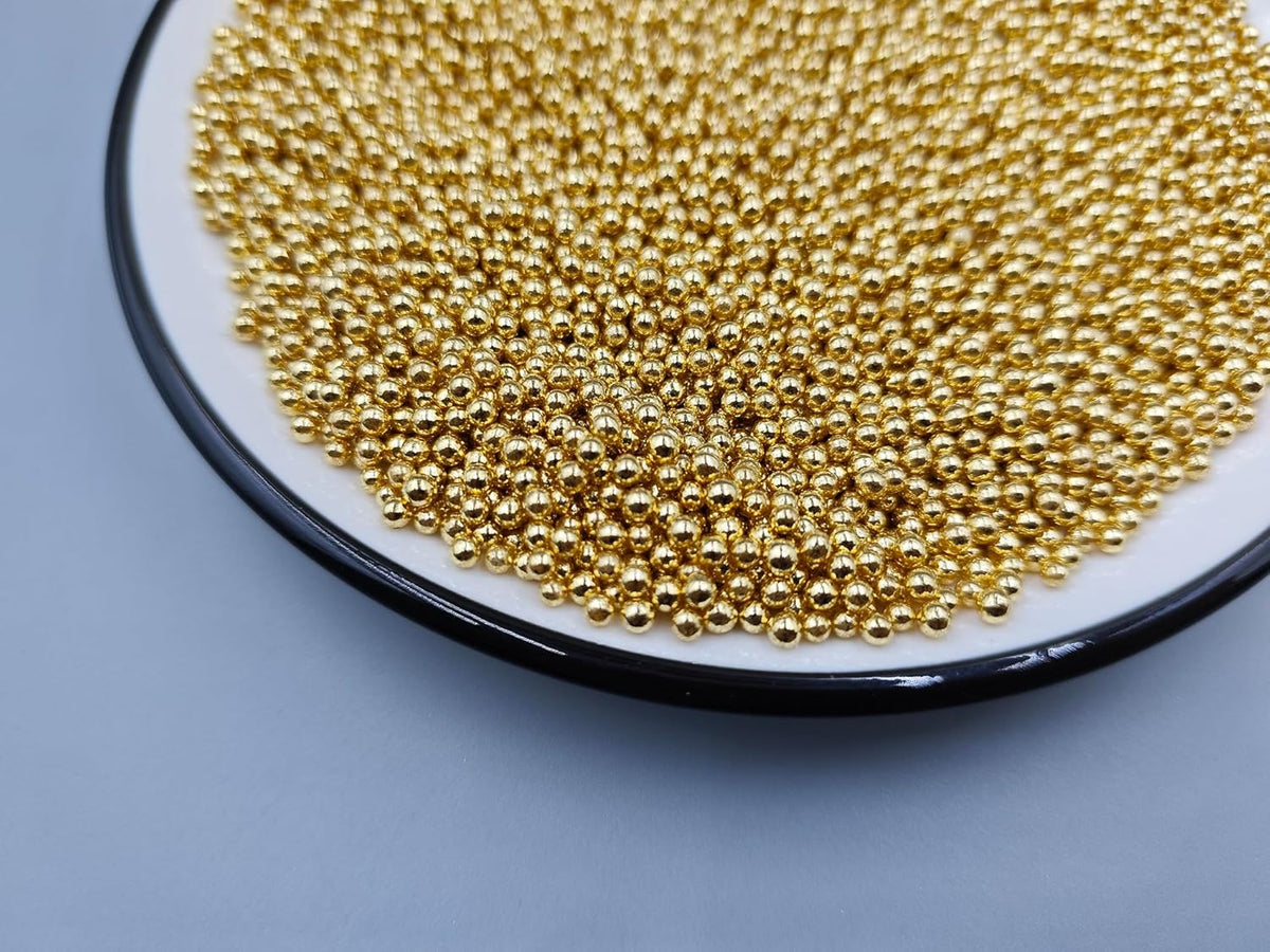 Gold Pearl Sugar Sprinkles 4.23 oz, 2mm Nonpareils Candy Pearls Ideal for Baking,Cake and Cupcake Toppers,Cookie Decoration,Ice Cream Topping,Wedding Shower Valentines Halloween Christmas