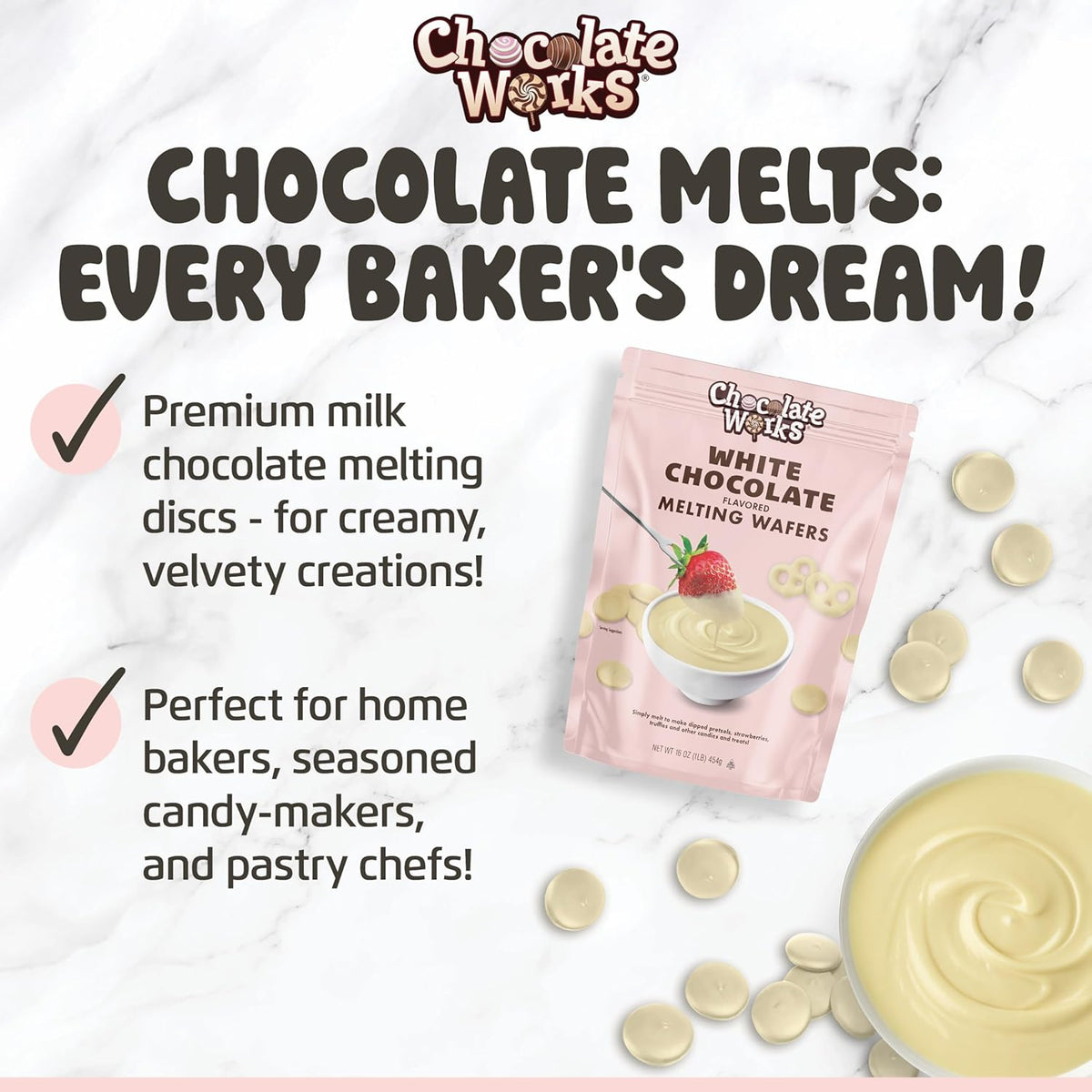 Chocolate Works Melting Chocolate Parent (2.5 lb (Pack of 1), White Chocolate)