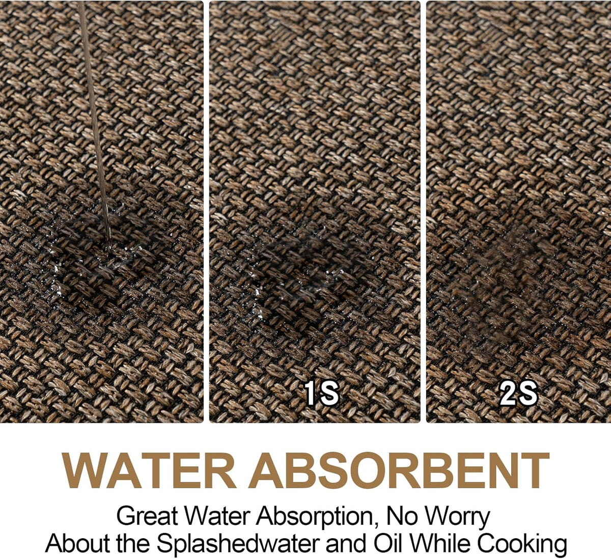 Kitchen Mat 1 PCS, Cushioned Non Slip Rugs for Kitchen Floor, Absorbent Runner Comfort Standing Mats Washable for Kitchen, Office, Home (Brown, 17.3"x79")