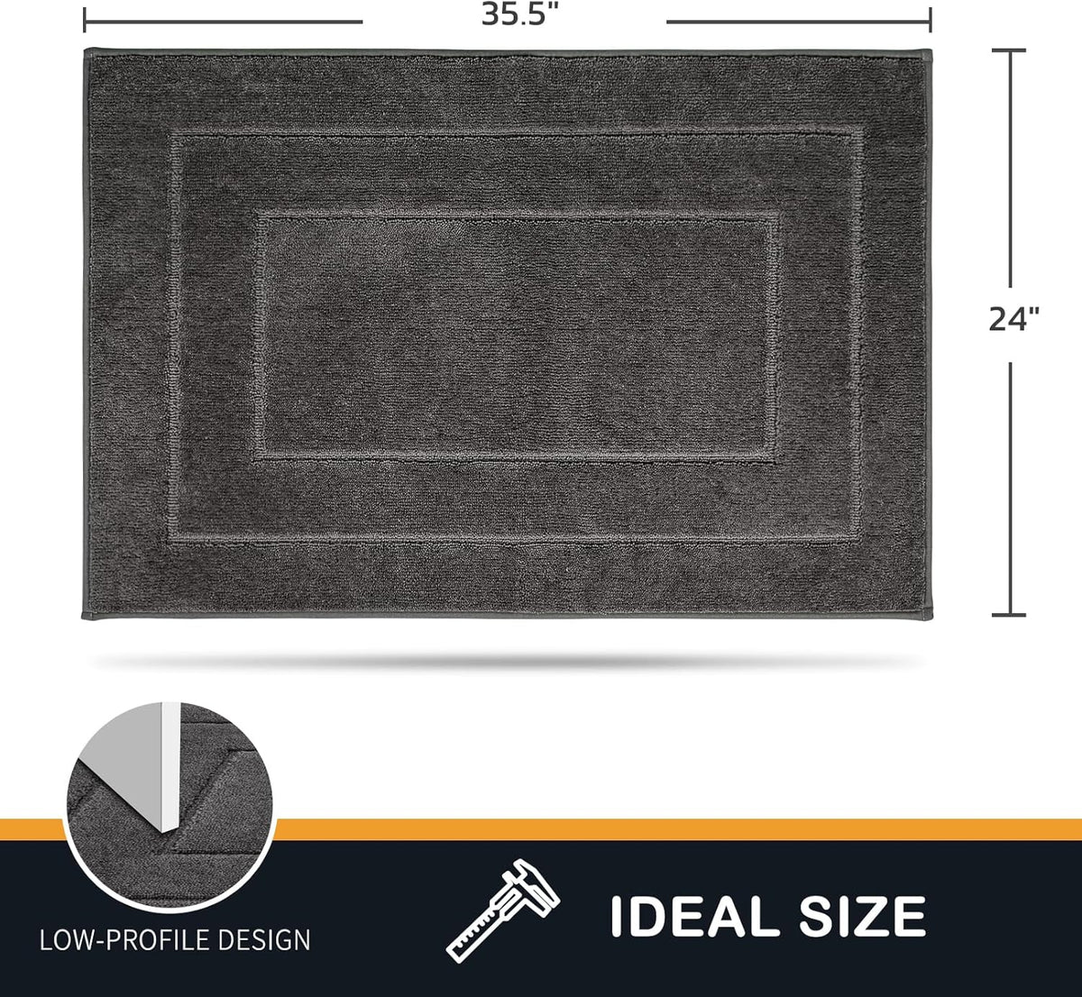 PURRUGS Dirt Trapping Door Mat 24" x 35.5", Non-Slip/Skid Machine Washable Entryway Rug, Dog Doormat, Super Absorbent Welcome Mat for Muddy Wet Shoes and Paws, Grey