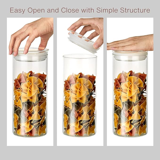 ZENS 27oz Glass Jars with Airtight Lid Set of 2, Clear Glass Storage Containers, Glass Kitchen Canisters with Airtight Lids, Coffee Jars for Brown Sugar, Pantry Organization