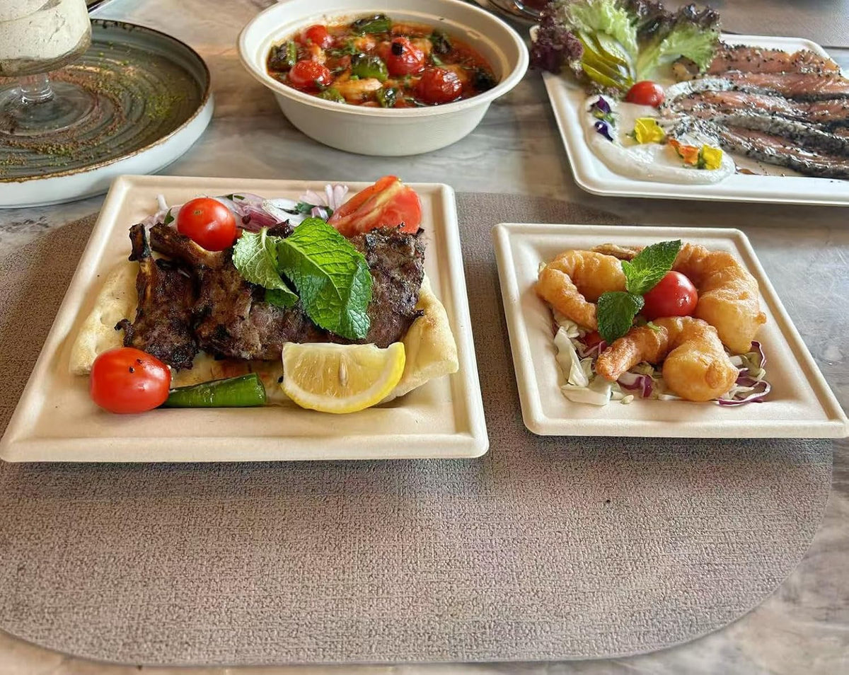 GreenWorks 6 inch and 8 inch Heavy-duty Compostable Plates (each 50 Count), 100 Count Bagasse and Bamboo Fiber Disposable Paper Plates