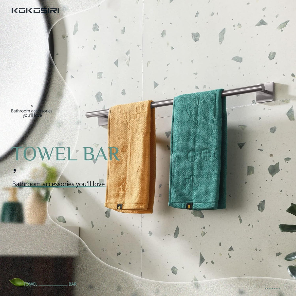 KOKOSIRI Towel Holder Bathroom Accessories Towel Bar for Bath Kitchen Necklace Holder 24 Inch Brushed Nickel Stainless Steel B4005BR-L24