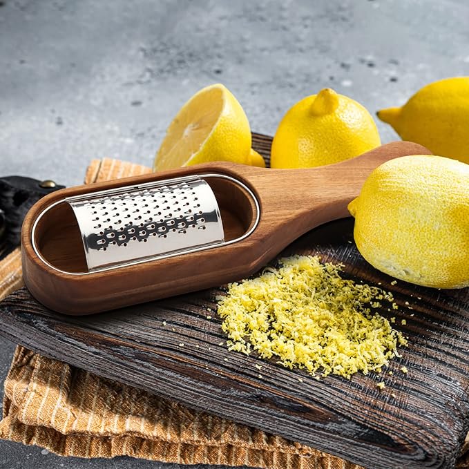 Cheese Grater With Container - Stainless Steel Cheese Grater With Wood Handle Shredder Zester Grater Box Kitchen Handheld Cheese Spoon Grater