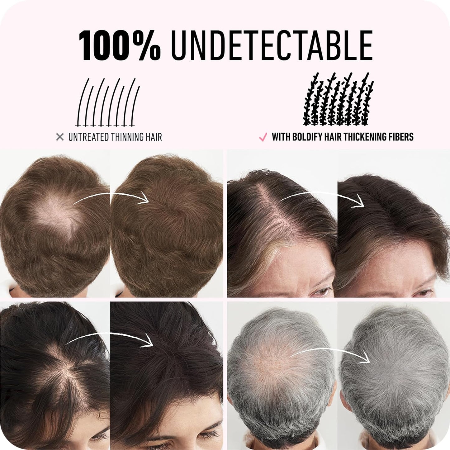 BOLDIFY Hair Fibers (28.5g) - Fill In Thinning and Fine Hair for an Instantly Fuller, Thicker Look - 14 Shades for Women & Men - Light Brown