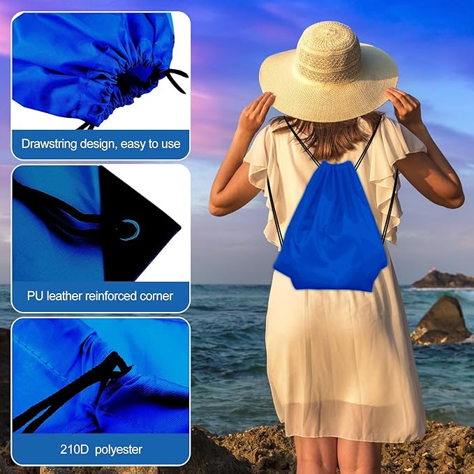 KUUQA 25Pcs Drawstring Backpack Bags String Backpack Sport Bag Sack Cinch Tote Gym Backpack Bulk for Gym Sport Traveling,Royal Blue