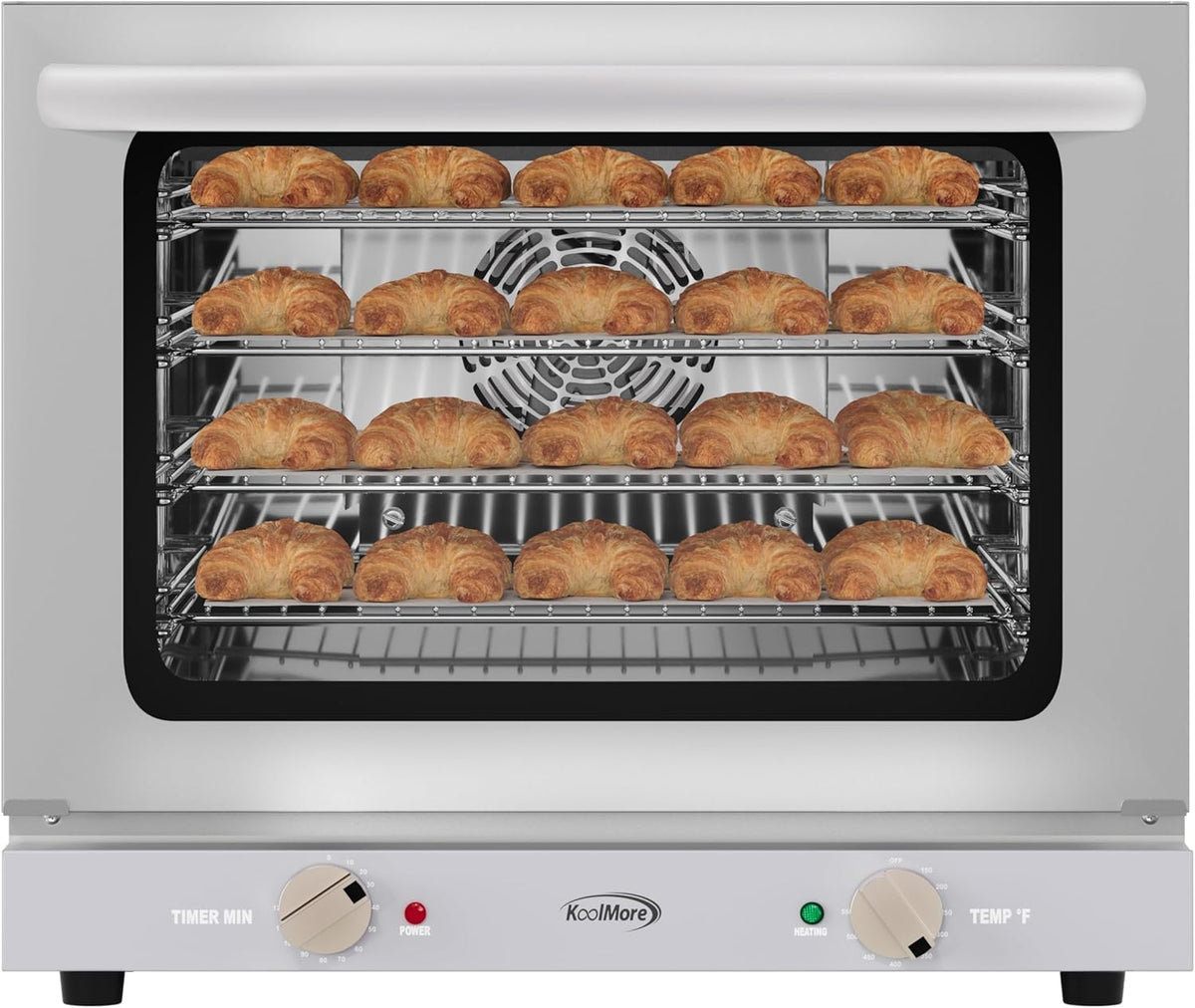 KoolMore 23 in. Countertop Convection Oven for Half-Size Pans with 4 Racks and 2800W of Power in Stainless-Steel - 208/240V, 2.3 cu. ft. ETL Listed (KM-CTCO220-23)