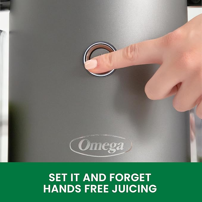 Omega Cold Press Juicer - Hands Free Vegetable and Fruit Masticating Juicer Machine with 68-oz. capacity, Extra Large Hopper for No-Prep and Whole Recipe Batch Juicing, Easy Clean, 150-Watts, Gray