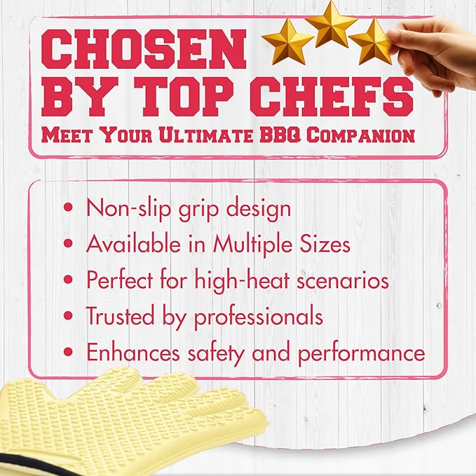 KITCHEN PERFECTION XL Silicone Smoker Oven Gloves for Women -Extreme Heat Resistant BBQ Gloves -Handle Hot Food Right on Your Grill Fryer&Pit|Waterproof Grilling Cooking Mitts|Superior Set+3 Bonuses