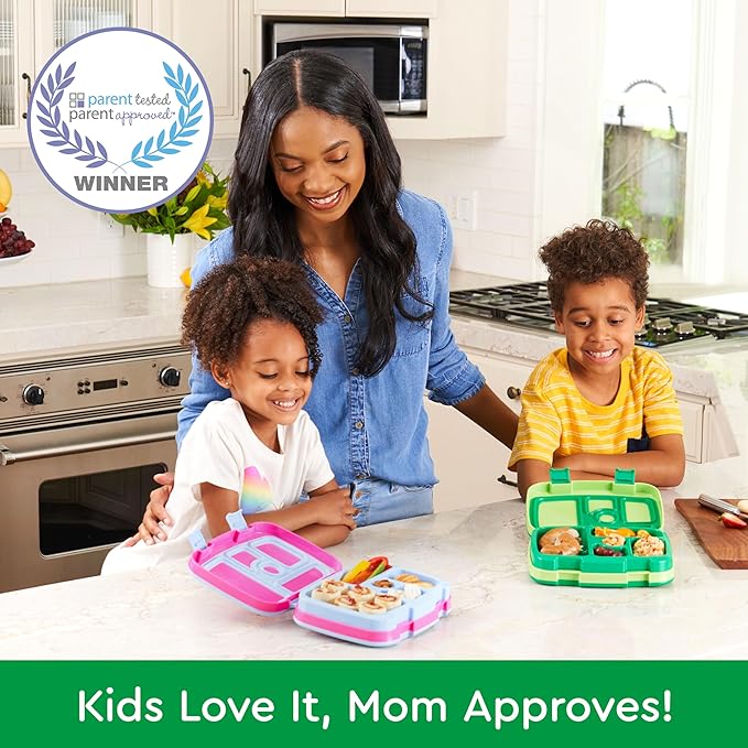 Bentgo Kids Prints Leak-Proof, 5-Compartment Bento-Style Kids Lunch Box - Ideal Portion Sizes for Ages 3-7, Durable, Drop-Proof, Dishwasher Safe, & PFAS & BPA-Free Materials (Safari)