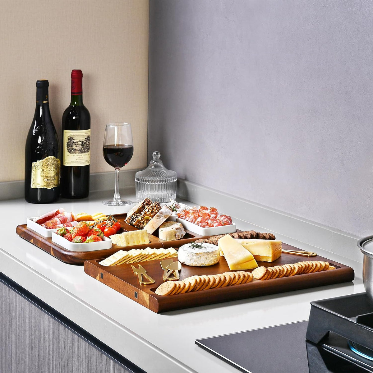 Shanik Premium Charcuterie Board - Extra Large Magnetic Double-Sided Cheese/Meat Serving Tray & Cutting Board - Gift for Weddings, Bridal Showers, Housewarming - Kitchen Essential, Quality 31 ½ inches