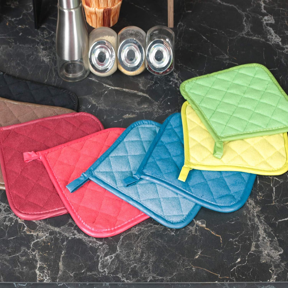 Joyhalo 6 Pack Pot Holders for Kitchen,Cotton Oven Holder with Great Heat Resistance,Non Slip Hot Pads for Kitchen Clearance,Federal Blue