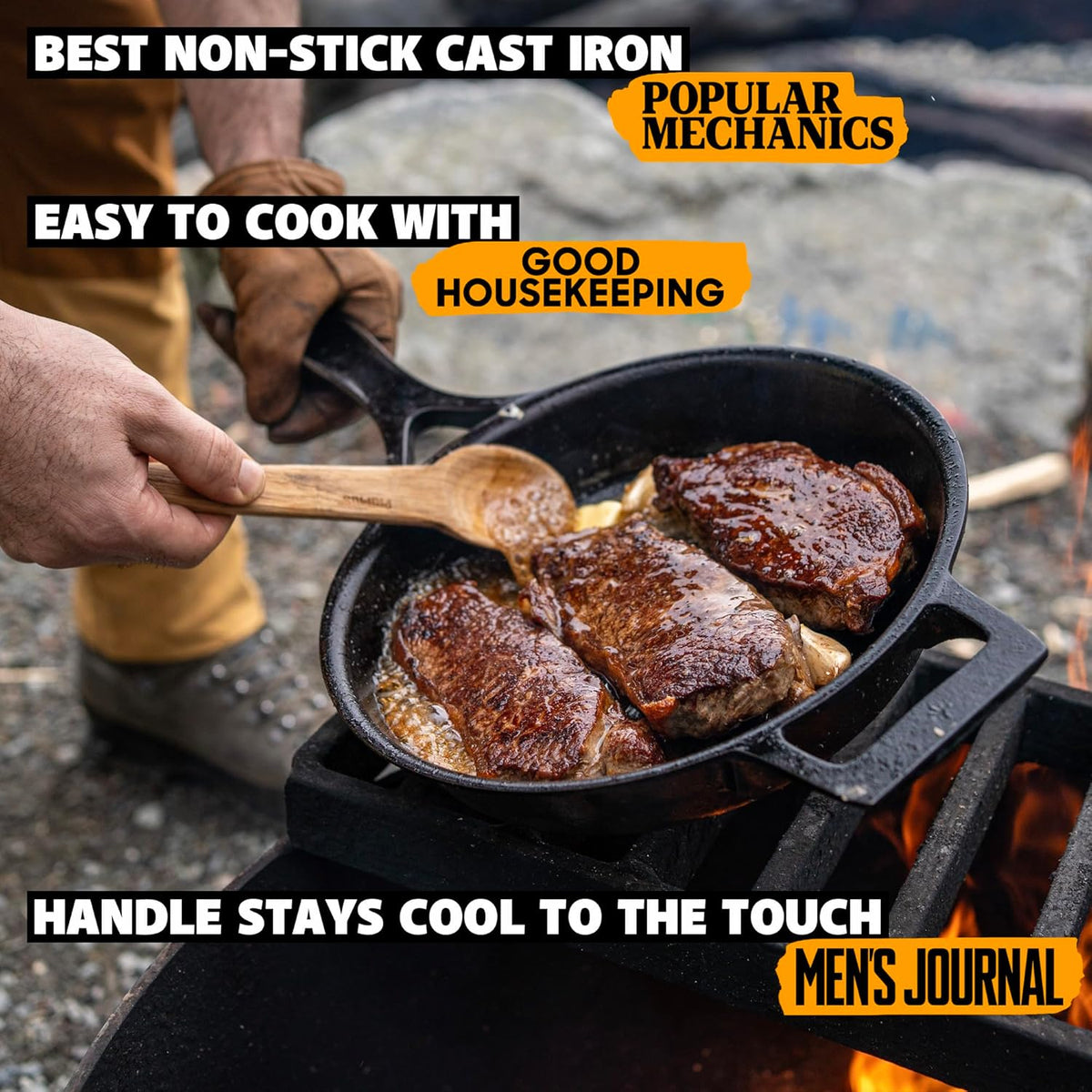 Stargazer 10.5-Inch Cast Iron Skillet | Made in USA, Seasoned, Premium Frying Pan for Grilling, Searing, Baking & More – Durable Cast Iron with Smooth Cooking Surface