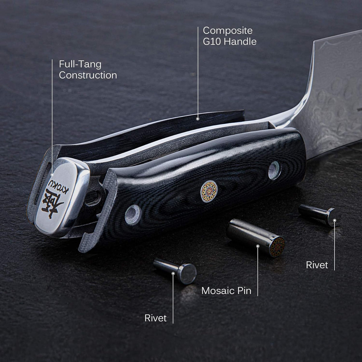 KYOKU Nakiri Knife - 7" - Shogun Series - Japanese VG10 Steel Core Damascus Blade - with Sheath & Case
