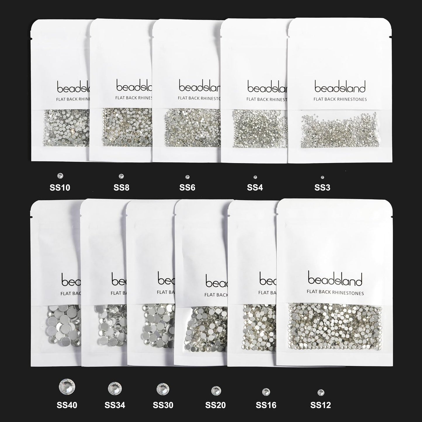 beadsland Flat Back Crystal Rhinestones Round Gems, Rainbow (2.7-2.8mm) SS10/1440pcs
